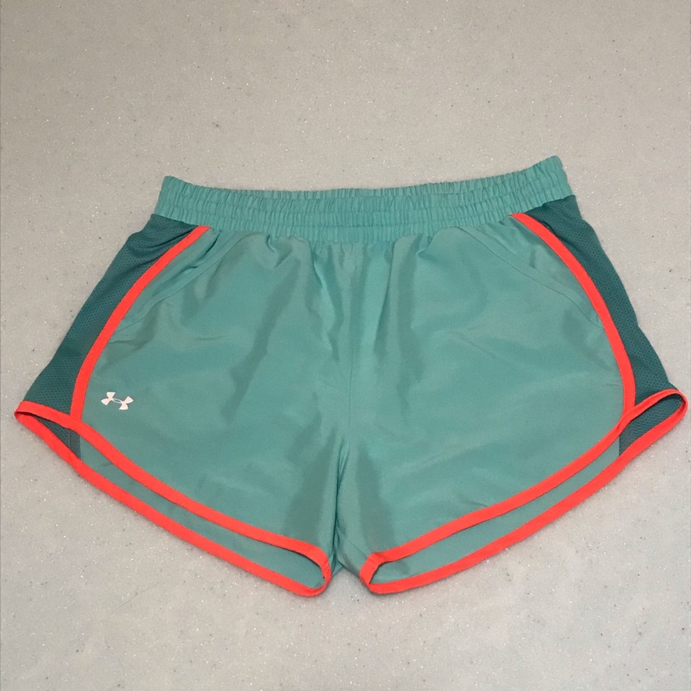 Under Armour Women Heatgear Shorts Aqua Teal Small